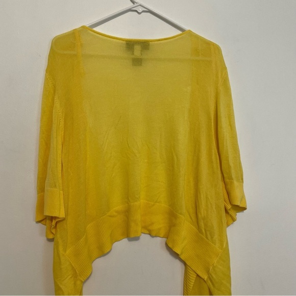 LANE BRYANT Plus Size Bright Yellow Open Drape Front Waterfall Cardigan Sweater - Picture 11 of 15
